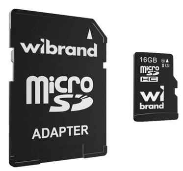 Карта пам'яті microSDHC, 16Gb, Wibrand, Class10 UHS-I U1, адаптер SD (WICDHU1/16GB-A)