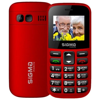 Мобільний телефон Sigma mobile Comfort 50 Easy Type-C, Red, 'бабушкофон', 2 Mini-SIM, дисплей 1.77' кольоровий (160x128), моноблок,