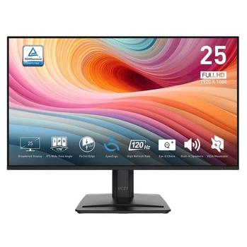 Монитор 24.5' MSI PRO MP251L E2, черный, WLED, IPS, 1920x1080 (16:9), 1 мс, 120 Гц, 250 кд/м?, 1500:1, 178°/178°, VGA/HDMI, 2x2