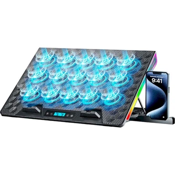 Подставка для ноутбука до 17.3' GamePro CP1140, черный, 15 x 60 мм (2300 об/мин), LCD экран, RGB подсветка (10 режимов), 5 уровней