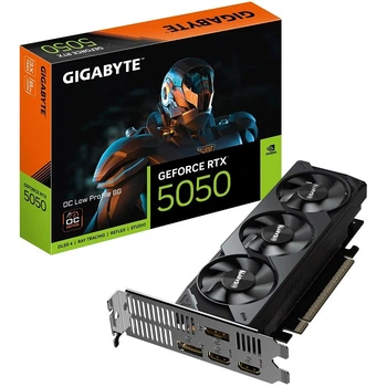 Видеокарта GeForce RTX 5050, Gigabyte, OC, 8Gb GDDR6, 128-bit, 2xHDMI/2xDP, 2587/20000 MHz, 8-pin, Low Profile (GV-N5050OC-8GL)