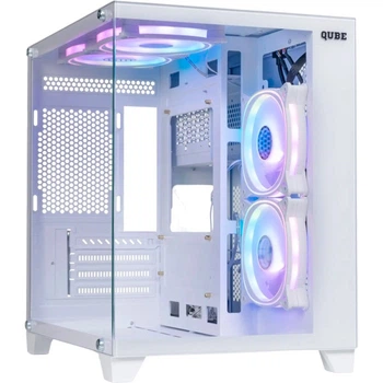 Корпус Qube REEF ARGB, белый, MidTower, без БП, для microATX / mini-ITX, 1xUSB 3.0 / 2xUSB 2.0, макс. CPU - 160 мм / VGA - 320 мм,