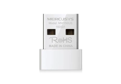 Сетевой адаптер Mercusys MW150US, белый, USB, WiFi 4, 2.4 GHz (150 Мбит/с), Nano, 1 внутренняя антенна