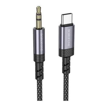 Аудио Borofone BL24 Type-C Цвет СерыйAux кабель Borofone BL24 Graceful digital audio conversion cable Type-C – AUX 3.5мм 1 метр для подключения наушников или колонок Metal Grey