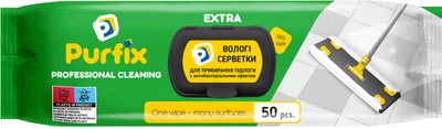 Хозяйственные влажные салфетки для уборки пола PURFIX Санвита Extra с антибактериальным эффектом 50 шт (4820207592476)