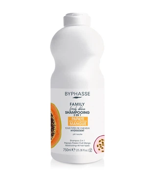 Шампунь Byphasse Family Fresh Delice 2в1 з папайєю, маракуєю і манго для всіх типів волосся 750 мл