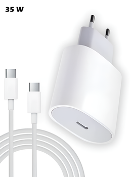 Комплект Зарядное устройство Foxconn с быстрой зарядкой 35W USB-C + Кабель USB-C - USB-C 1 м White для Apple iPhone (37432a)