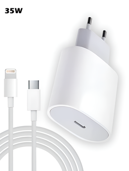 Комплект Зарядний пристрій Foxconn зі швидкою зарядкою 35W USB-C + Кабель USB-C - Lightning 1 м White для Apple iPhone (37432b)