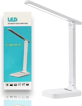 Настольная LED лампа для школьника Clover (Складная), Аккумуляторная, USB порт, Сенсорная