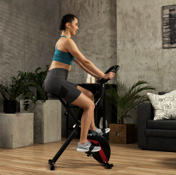 Велотренажер Hop-Sport HS-3020X Quest X-Bike черно-красный. Магнитный, 8 уровней, складной, для дома