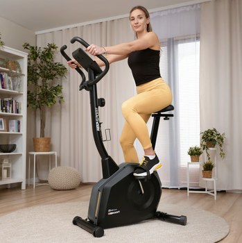 Велотренажер Hop-Sport HS-4000H Grant черно-золотистый. Электромагнитный, до 125 кг, для дома, Kinomap/FitShow