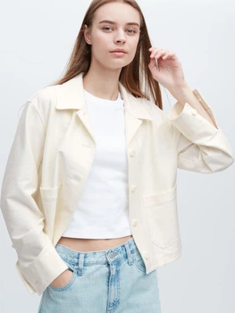 Куртка демисезонная короткая женская Uniqlo 995079353 2XL Белая (1159788228)