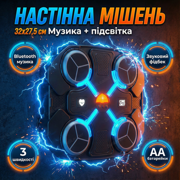 Настенный боксерский тренажер bluetooth умная груша музыка и подсветка для дома LED панель батарейки АА
