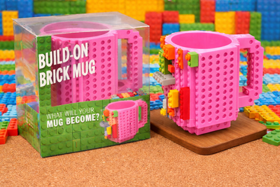 Пластикова чашка-конструктор Cup Building Block з набором деталей, рожева, 12 см