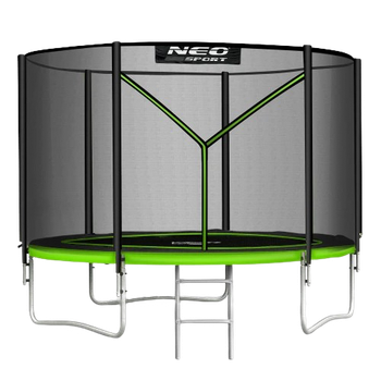 Trampolina ogrodowa Neo Sport NS-08Z231 z siatką wewnętrzną i drabinką 252 cm Zielona (5903890625696)