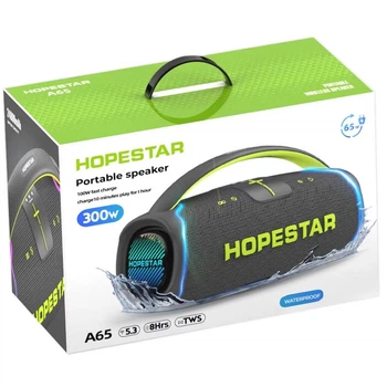 Портативная Bluetooth колонка Hopestar A65 IPX5 300W, TWS, 4 динамика (с сабвуфером), аккумулятор 12000 мАч, USB Type-C Black