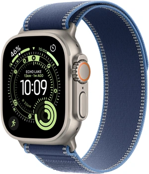 Smartwatch Apple Watch Ultra 3 GPS + Cellular 49mm Natural Titanium Case with Blue/Bright Blue Trail Loop - M/L (MEWU4)