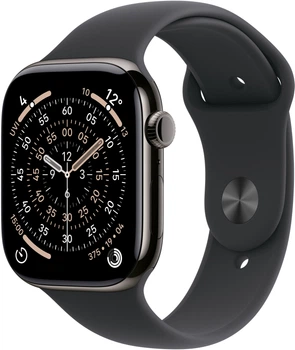 Смарт-годинник Apple Watch Series 11 GPS + Cellular 46mm Slate Titanium Case with Black Sport Band - M/L (MFD24)
