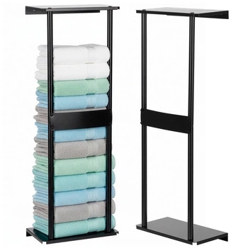 Полиця для ванної кімнати SPRINGOS HG0074 вертикальна для рушників Чорна (5908455306430)