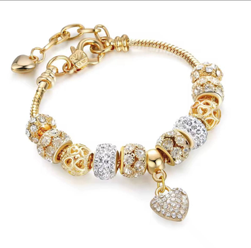Браслет женский с Шармами Пандора Xuping Jewelry 16-22р регулируется (18к цвет золота 585п) 50-001