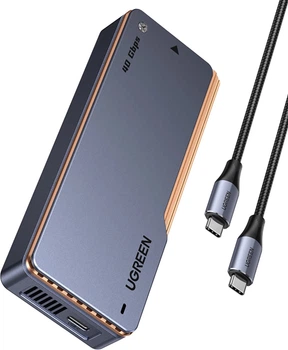 Kieszeń zewnętrzna Ugreen D703 USB4 40Gb/s M.2 NVMe SSD Enclosure with Active Cooling Gray (6941876267279)
