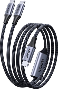 Kabel Ugreen 2in1 USB-C Cable - 2xUSB-C PD 140W 2 m Black (6941876277339)