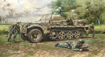 Збірна модель 1:35 напівгусеничного автомобіля Sd.Kfz.10 DEMAG D7 with paratroopers Italeri 6561