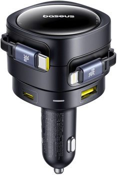 Автомобільний зарядний пристрій Baseus Enjoyment Max 90W 2x USB-C 1x Lightning Black (6932172682583)