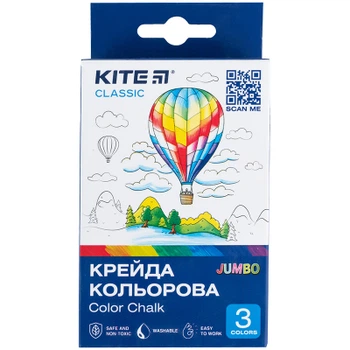 Мел Kite цветной Jumbo Classic, 3 цвета (K-077)