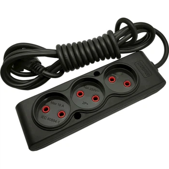 Сетевой удлинитель TECCO 5м 3 поста black (8681277843556)