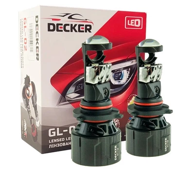 Мини-Линзы DECKER GL-02 Цоколь HB4 (9006) линза с светотеневой границей 5000K 12-24V 45W 8000Lm штаные места!