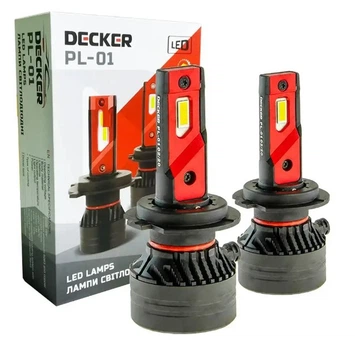 Светодиодные авто LED лампы Decker PL-01 Цоколь H7 5000K 12-24V 90W на комплект! 10000Lm