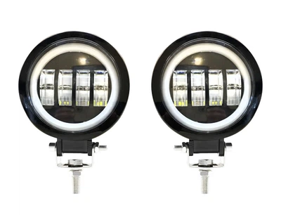 Комплект LED фар. Ангельские глазки + фары на 4 линзы и свето-теневой границей!! 40W 12-24V
