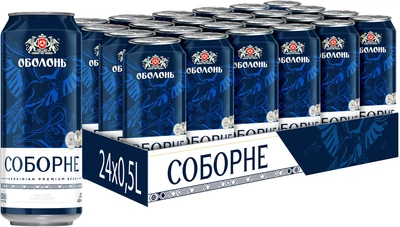 Упаковка пива Оболонь Соборное светлое пастеризованное 4.9% 0.5 л х 24 шт (4820000191180)