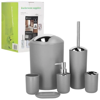 Набір аксесуарів для ванної кімнати SPRINGOS HA1112 6 в 1 сірий (5908455307352)