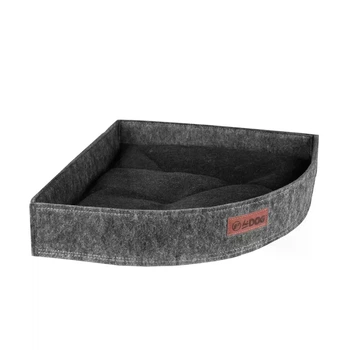 Угловой лежак для собаки и кошки с бортиком HiDOG 35×35×60×9 см, компактный мягкий лежак для животных, серый (арт. 3692)