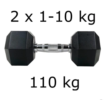 Гантелі шестигранні UnderFit Hex 2 х 1-10 кг (110 кг)