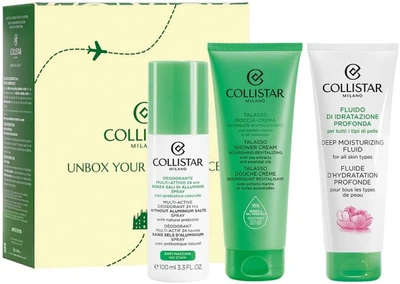 Zestaw kosmetyków pielęgnacyjnych Collistar Unbox Your Confidence Dezodorant w sprayu 100 ml + Fluid do ciała 100 ml + Krem pod prysznic 100 ml (8015150009676)