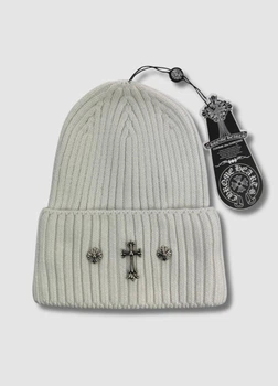 Жіноча зимова шапка - Chrome Hearts / Хром Хартс 55-57 см Білий