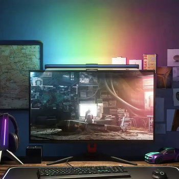 Лампа на монитор Скринар с RGB подсветкой Алюминиевая 44 см Черная