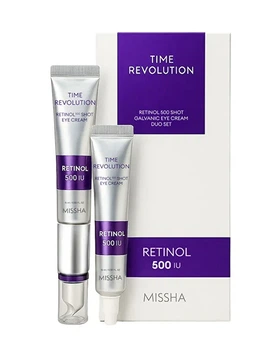 Набор кремов для век с гальванической насадкой MISSHA Time Revolution Retinol 500 Shot Galvanic Eye Cream Duo Set 15+15 мл