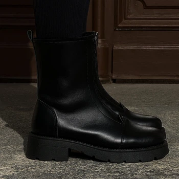 Жіночі черевики шкіряні високі ITstyle Чорні 39 23 см (7077)