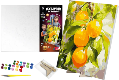 Zestaw do malowania po numerach qbee Soczyste cytryny z drewnianą podstawką 40x50 cm (900-040)