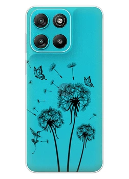 Прозрачный силиконовый чехол iSwag для Motorola G57 Power с рисунком - Одуванчики (ISMMG57P-51)