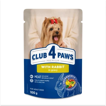 Вологий корм для дорослих собак Club 4 Paws Premium з кроликом в соусі 24шт*100г