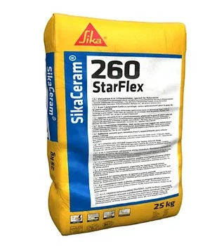 Клей для плитки, каменю, мозаїки еластичний білий (DE) Sika SikaCeram-260 StarFlex (25 кг)