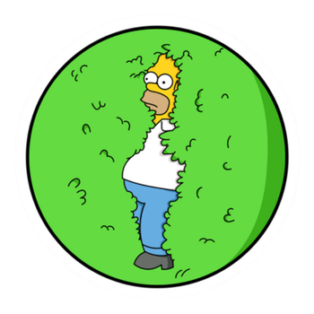 Вологостійка наклейка Homer Simpson in the bushes 7х7см