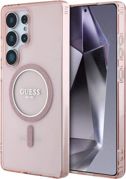Etui Guess Glitter Circle Classic Logo MagSafe do Samsung Galaxy S25 Ultra Pink (3666339449780)