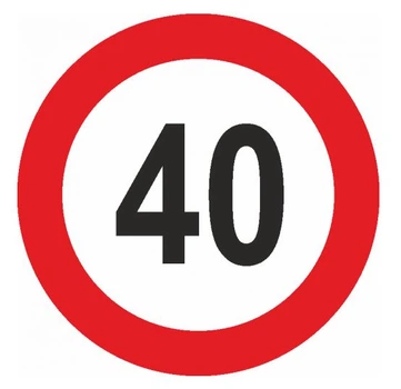 Наліпка Попереджувальна "40" (Д-16см) Обмеження швидкості ч/б