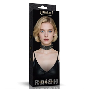 Чокер с шипами из высококачественного полиуретана коричневый Lovetoy Rebellion Reign Vintage Spike Collar
